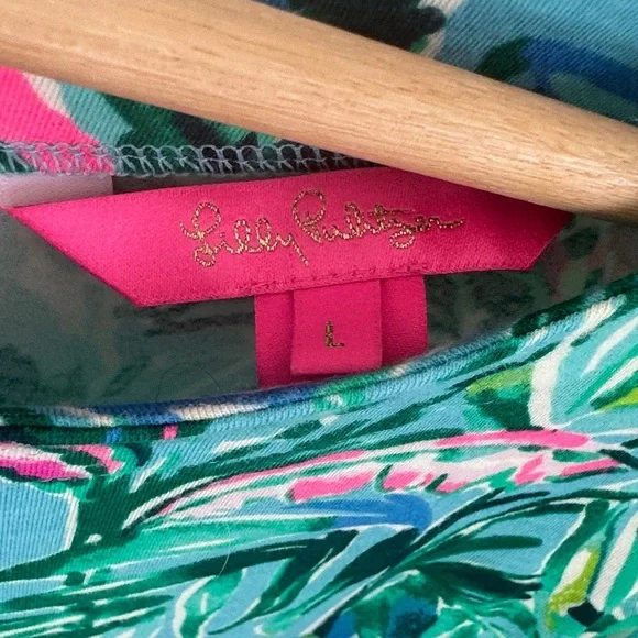 Lilly Pulitzer Blue and Pink Leaf Print Blouse - Picture 3 of 5